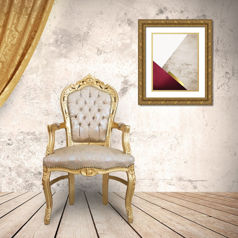 Beige Brugundy Mountains 3 Gold Ornate Wood Framed Art Print with Double Matting by Urban Epiphany
