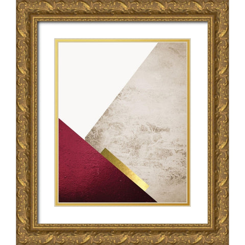 Beige Brugundy Mountains 3 Gold Ornate Wood Framed Art Print with Double Matting by Urban Epiphany