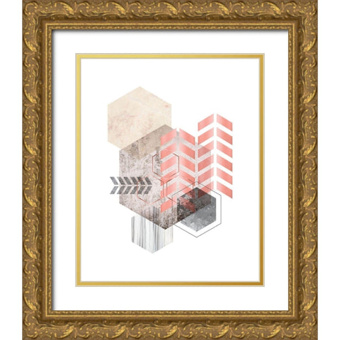Hexagonal Geo Gold Ornate Wood Framed Art Print with Double Matting by Urban Epiphany