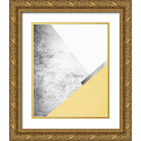 Yellow and Grey Mountains Gold Ornate Wood Framed Art Print with Double Matting by Urban Epiphany