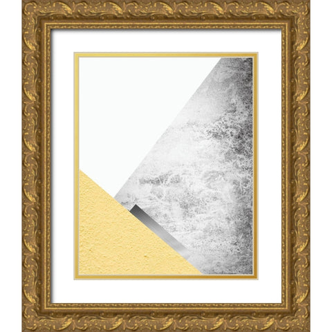 Yellow and Grey Mountains 3 Gold Ornate Wood Framed Art Print with Double Matting by Urban Epiphany