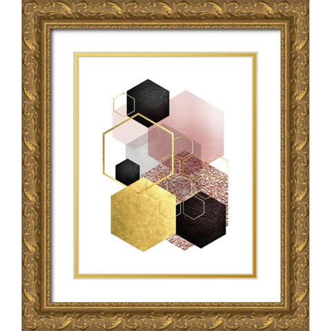 BlushPink Gold 2 Gold Ornate Wood Framed Art Print with Double Matting by Urban Epiphany