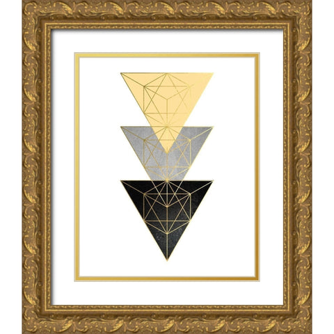 Yellow and Black Geo 3 Gold Ornate Wood Framed Art Print with Double Matting by Urban Epiphany