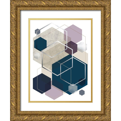 Abstract Geo SoftLuxe Gold Ornate Wood Framed Art Print with Double Matting by Urban Epiphany