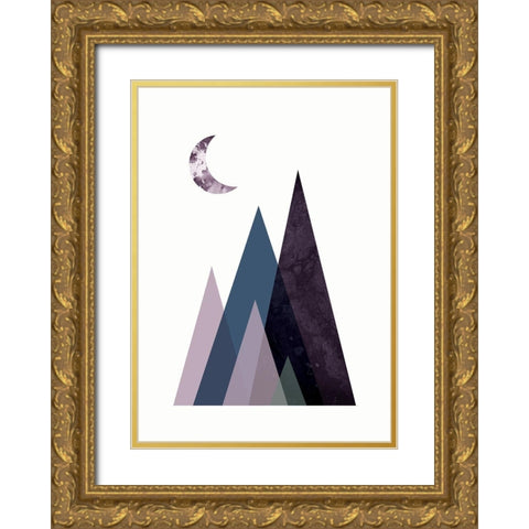 Scandi Mountains Blue 1 Gold Ornate Wood Framed Art Print with Double Matting by Urban Epiphany