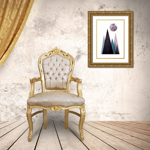 Scandi Mountains Blue 2 Gold Ornate Wood Framed Art Print with Double Matting by Urban Epiphany