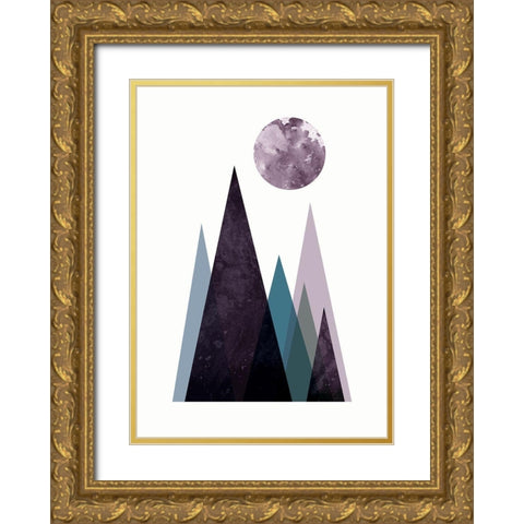 Scandi Mountains Blue 2 Gold Ornate Wood Framed Art Print with Double Matting by Urban Epiphany