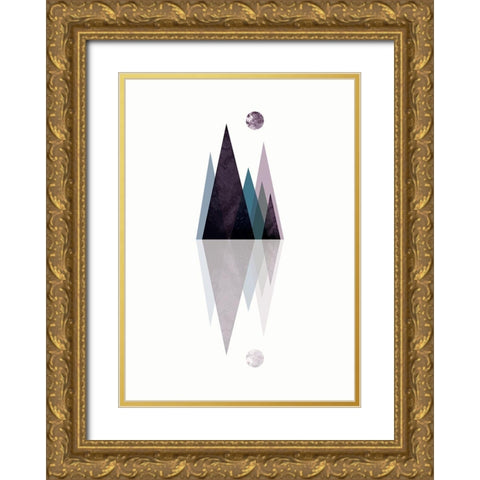 Scandi Mountains Blue 3 Gold Ornate Wood Framed Art Print with Double Matting by Urban Epiphany