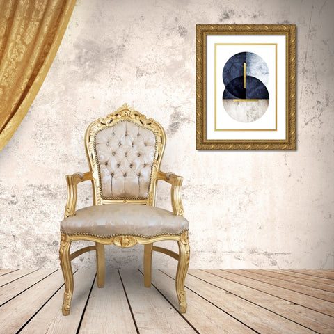 Dark Navy Gold Ornate Wood Framed Art Print with Double Matting by Urban Epiphany