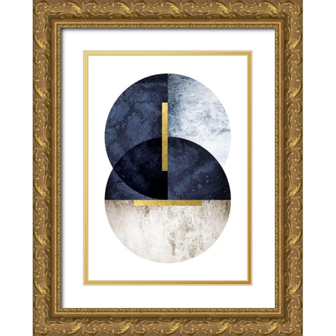 Dark Navy Gold Ornate Wood Framed Art Print with Double Matting by Urban Epiphany