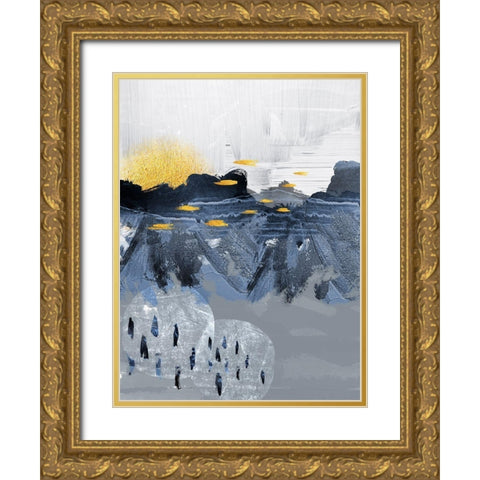 Abstract Landscape Gold Ornate Wood Framed Art Print with Double Matting by Urban Epiphany