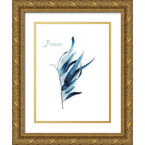Gum Leaves Baltic Sea Gold Ornate Wood Framed Art Print with Double Matting by Urban Epiphany