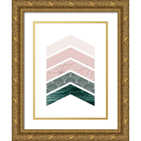 Evergreen Blush Geo 1 Gold Ornate Wood Framed Art Print with Double Matting by Urban Epiphany