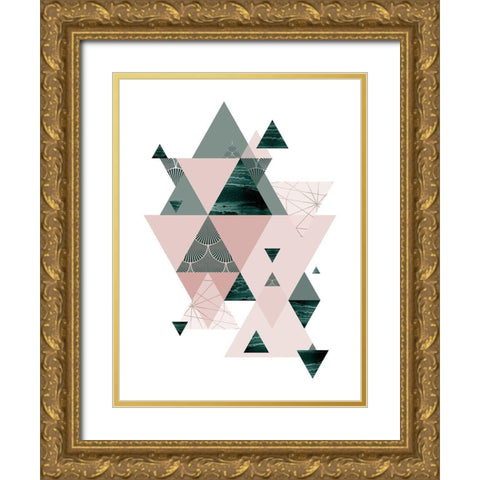 Evergreen Blush Geo 2 Gold Ornate Wood Framed Art Print with Double Matting by Urban Epiphany