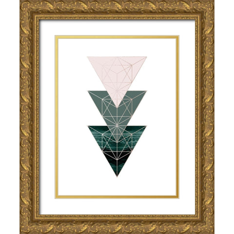 Evergreen Blush Geo 4 Gold Ornate Wood Framed Art Print with Double Matting by Urban Epiphany