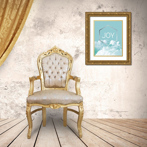 Love Joy Geo Turquoise 3 Gold Ornate Wood Framed Art Print with Double Matting by Urban Epiphany
