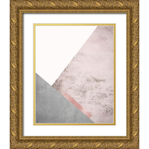 Blush Pink Mountains 3 Gold Ornate Wood Framed Art Print with Double Matting by Urban Epiphany
