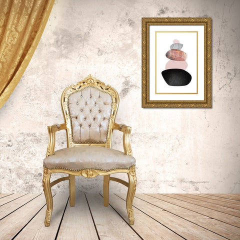 Balanced  White Blush Gold Ornate Wood Framed Art Print with Double Matting by Urban Epiphany