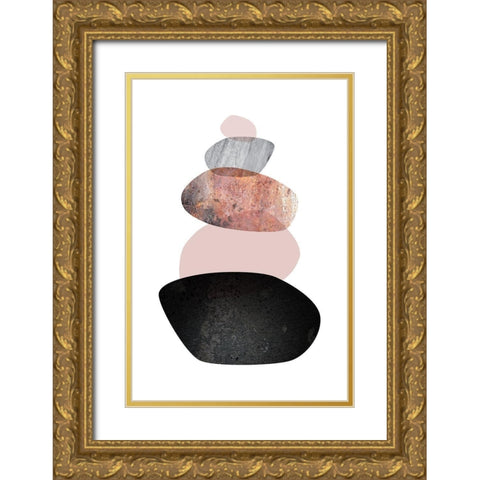Balanced  White Blush Gold Ornate Wood Framed Art Print with Double Matting by Urban Epiphany