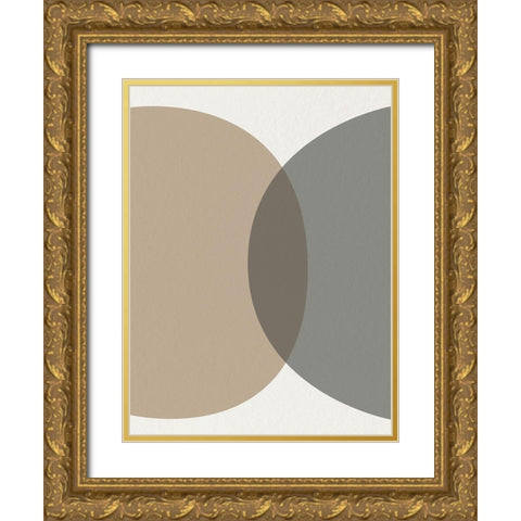 Mid Century Abstract Circle 1 Gold Ornate Wood Framed Art Print with Double Matting by Urban Epiphany