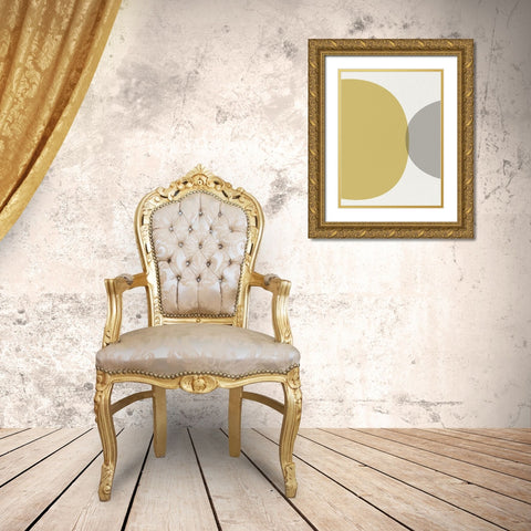Mid Century Abstract Circle 2 Gold Ornate Wood Framed Art Print with Double Matting by Urban Epiphany