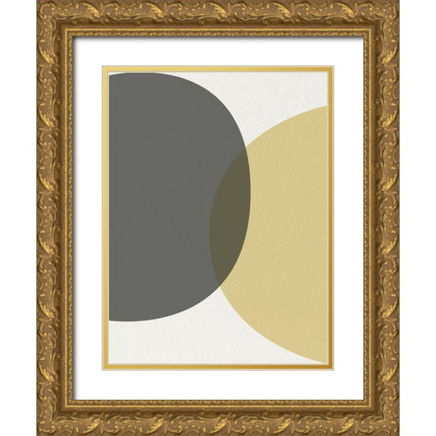 Mid Century Abstract Circle 3 Gold Ornate Wood Framed Art Print with Double Matting by Urban Epiphany