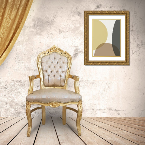 Mid Century Abstract Circle 4 Gold Ornate Wood Framed Art Print with Double Matting by Urban Epiphany