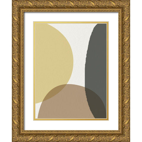 Mid Century Abstract Circle 4 Gold Ornate Wood Framed Art Print with Double Matting by Urban Epiphany