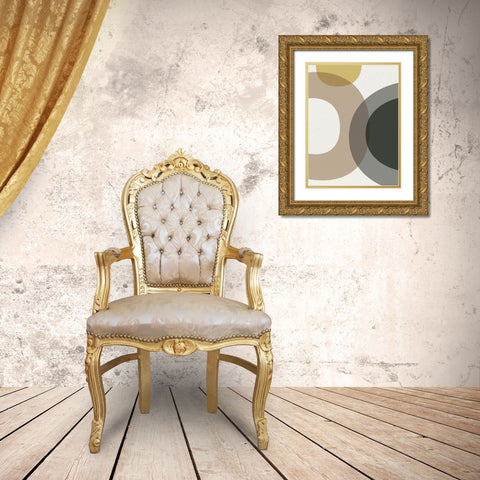 Mid Century Abstract Circle 5 Gold Ornate Wood Framed Art Print with Double Matting by Urban Epiphany