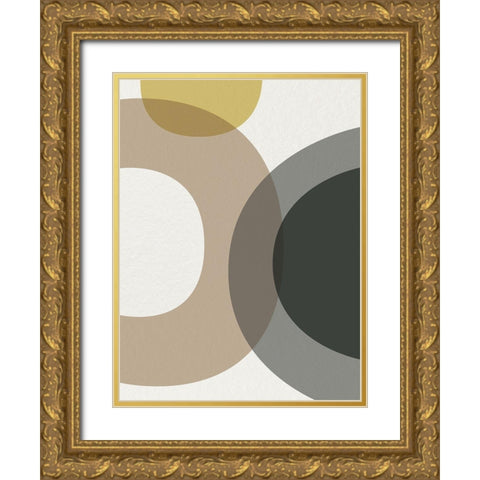 Mid Century Abstract Circle 5 Gold Ornate Wood Framed Art Print with Double Matting by Urban Epiphany