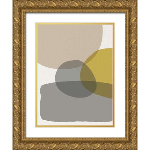 Mid Century Abstract Circle 6 Gold Ornate Wood Framed Art Print with Double Matting by Urban Epiphany