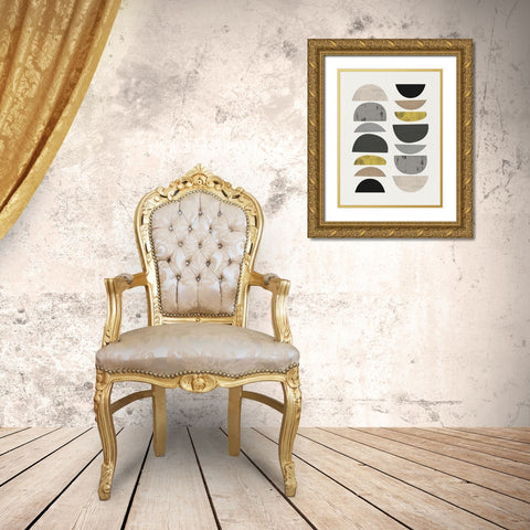 Mid Century Abstract Circle 7 Gold Ornate Wood Framed Art Print with Double Matting by Urban Epiphany