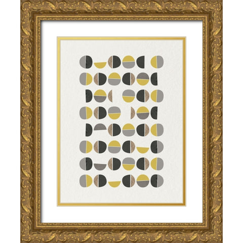 Mid Century Abstract Circle 9 Gold Ornate Wood Framed Art Print with Double Matting by Urban Epiphany