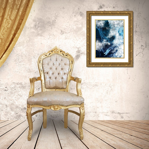 Abstract Navy White 2 Gold Ornate Wood Framed Art Print with Double Matting by Urban Epiphany