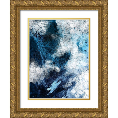 Abstract Navy White 2 Gold Ornate Wood Framed Art Print with Double Matting by Urban Epiphany