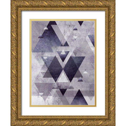 Purple Geometric Gold Ornate Wood Framed Art Print with Double Matting by Urban Epiphany