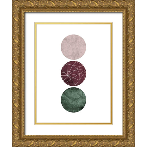 Cranberry Green Blush GEO 1 Gold Ornate Wood Framed Art Print with Double Matting by Urban Epiphany