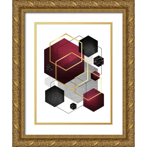 Burg Black Geo 2 Gold Ornate Wood Framed Art Print with Double Matting by Urban Epiphany