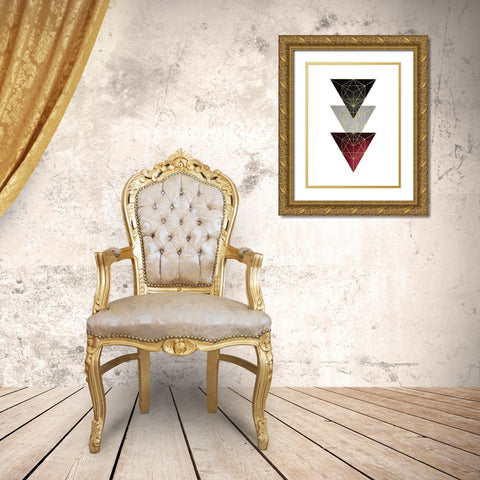 Burg Black Geo 3 Gold Ornate Wood Framed Art Print with Double Matting by Urban Epiphany