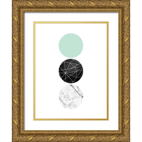Mint Geometric 1 Gold Ornate Wood Framed Art Print with Double Matting by Urban Epiphany