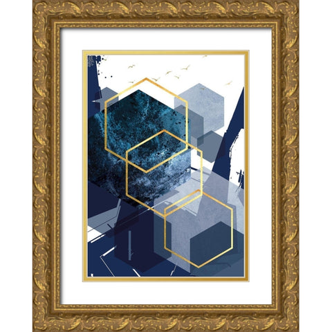 Hexagon Landscape Gold 1 Gold Ornate Wood Framed Art Print with Double Matting by Urban Epiphany