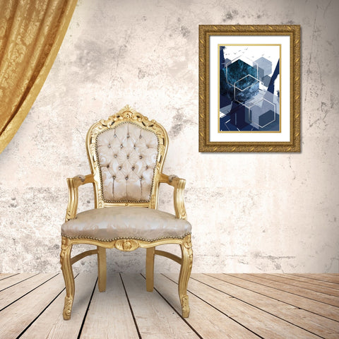 Hexagon Landscape Silver 1 Gold Ornate Wood Framed Art Print with Double Matting by Urban Epiphany