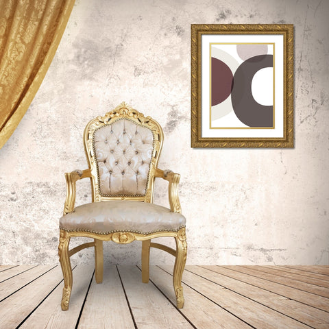 Mid Century ColorDew Burgundy 1 Gold Ornate Wood Framed Art Print with Double Matting by Urban Epiphany
