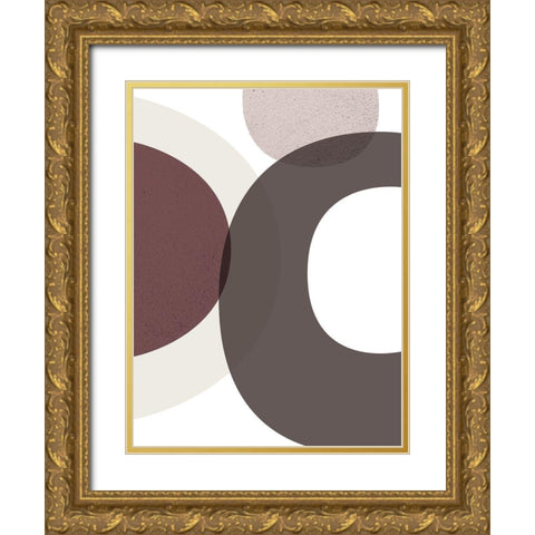Mid Century ColorDew Burgundy 1 Gold Ornate Wood Framed Art Print with Double Matting by Urban Epiphany