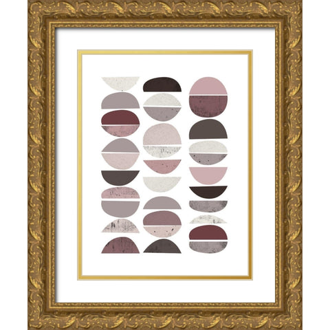 Mid Century ColorDew Burgundy 2 Gold Ornate Wood Framed Art Print with Double Matting by Urban Epiphany