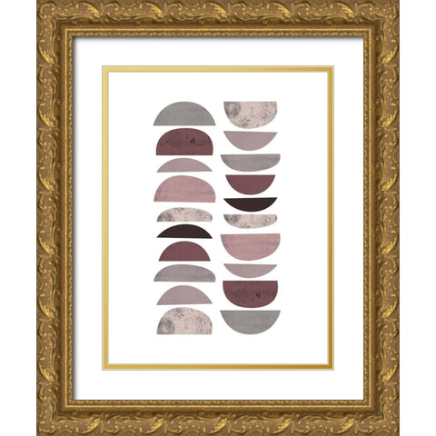 Mid Century ColorDew Burgundy 4 Gold Ornate Wood Framed Art Print with Double Matting by Urban Epiphany