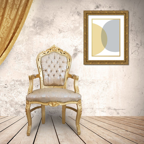Mid Century Flora Tones Yellow Grey 8 Gold Ornate Wood Framed Art Print with Double Matting by Urban Epiphany