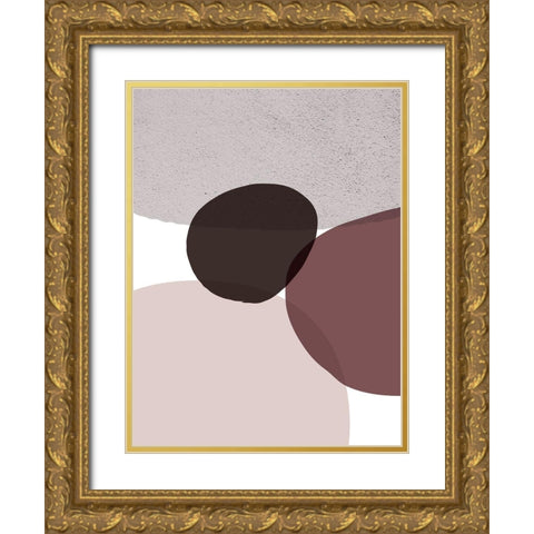Mid Century ColorDew Burgundy 9 Gold Ornate Wood Framed Art Print with Double Matting by Urban Epiphany