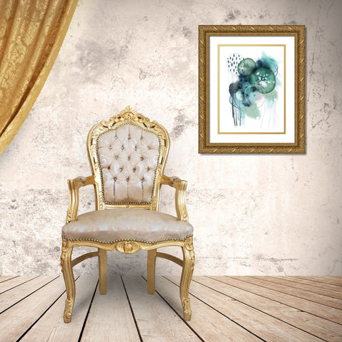 Aqua Harmony 2 Gold Ornate Wood Framed Art Print with Double Matting by Urban Epiphany