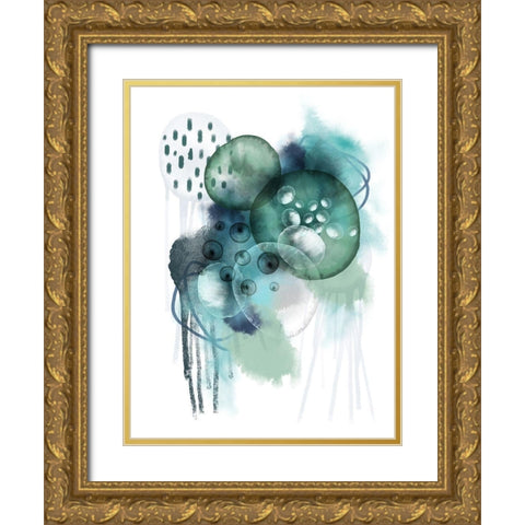 Aqua Harmony 2 Gold Ornate Wood Framed Art Print with Double Matting by Urban Epiphany
